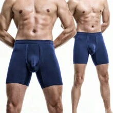 Anti-Chafing Mens Boxer Briefs Shorts Separate Pouch Long Legs Underwear Trunks Underpants Comfortable Pants Breathable Soft Stretch Fit Sports Fitness Multipack Plus Size L-6XL - 藍色 - 查看 10