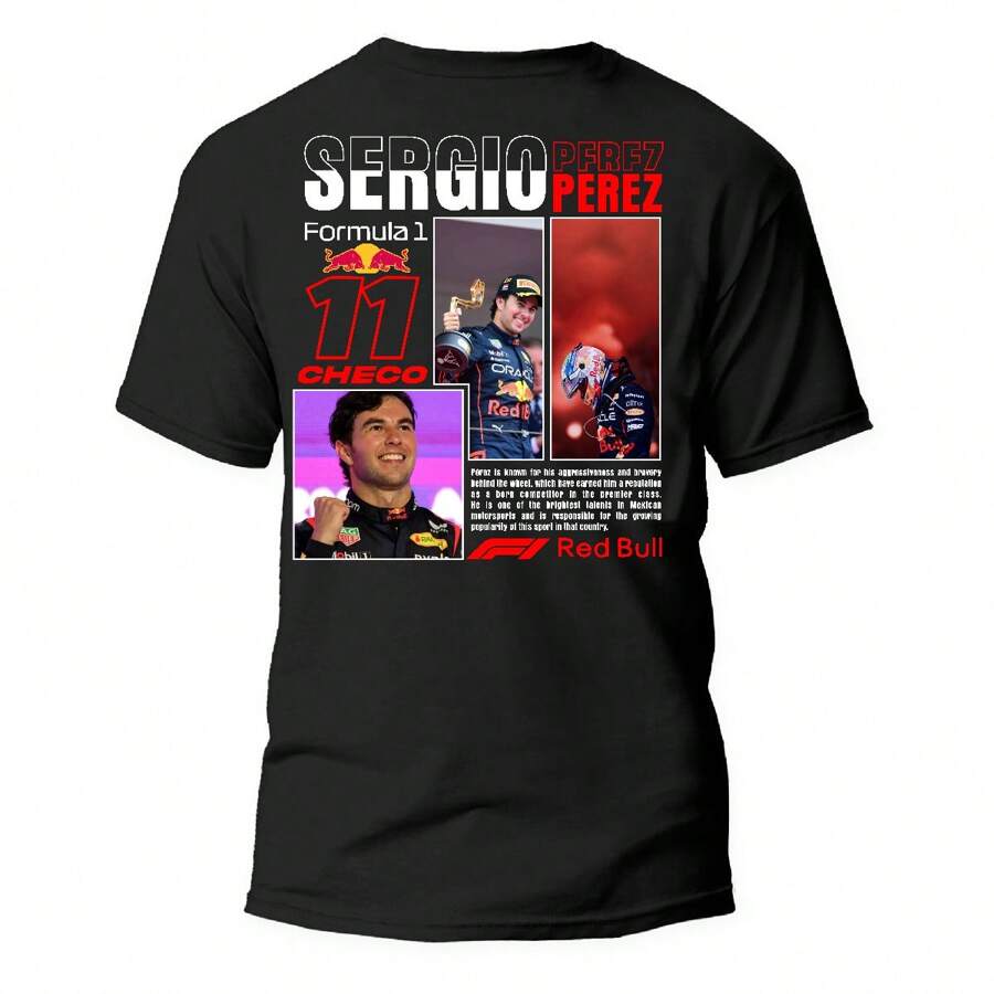 T-Shirt, Formula Series, Red Bull, Checo Perez - 黑色 - 查看 1