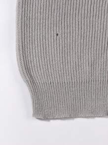 Oversized Casual Knit Sweater With Pearled Texture, Streetwear Style, Unisex Design, Long Sleeve Cropped Pullover With Distressed Details, Round Neck, Suitable For Autumn And Winter - Grey - View 8