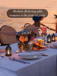 1/2/4 pièces Lanterne hexagonale portative de Ramadan (pile incluse), porte-bougie LED de style européen rétro simulé, imitant les effets de la lumière de bougie réelle, décoration de fête, décoration extérieure, décoration de jardin, convient pour les festivals quotidiens, Halloween, Noël, Action de grâce - Idéal pour les jardins, à l'intérieur, les chambres à coucher, les tables et l'extérieur