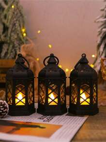 1/2/4 pièces Lanterne hexagonale portative de Ramadan (pile incluse), porte-bougie LED de style européen rétro simulé, imitant les effets de la lumière de bougie réelle, décoration de fête, décoration extérieure, décoration de jardin, convient pour les festivals quotidiens, Halloween, Noël, Action de grâce - Idéal pour les jardins, à l'intérieur, les chambres à coucher, les tables et l'extérieur