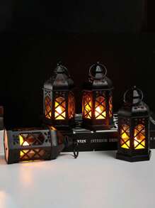 1/2/4 pièces Lanterne hexagonale portative de Ramadan (pile incluse), porte-bougie LED de style européen rétro simulé, imitant les effets de la lumière de bougie réelle, décoration de fête, décoration extérieure, décoration de jardin, convient pour les festivals quotidiens, Halloween, Noël, Action de grâce - Idéal pour les jardins, à l'intérieur, les chambres à coucher, les tables et l'extérieur