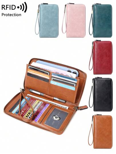 复古风格系带女士时尚拉链钱包，带多个卡槽和 Ld 窗口钱包 钱包 钱包 教师礼物 送给女朋友的礼物 女士礼物 礼品袋 礼物 商务休闲 强盗 情人节礼物 送给妻子和女朋友 女士钱包 钱包 长钱包