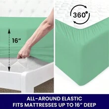 6-Piece Ultra Soft Cooling Bamboo Bed Sheet Set With Deep Pockets - 綠松石 - 查看 7