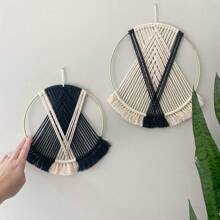 1 szt. ręcznie robiona makrama ścienna, boho styl minimalistyczny okrągły gobelin ścienny