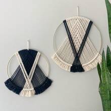 1 szt. ręcznie robiona makrama ścienna, boho styl minimalistyczny okrągły gobelin ścienny
