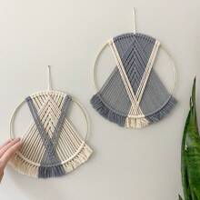 1 szt. ręcznie robiona makrama ścienna, boho styl minimalistyczny okrągły gobelin ścienny