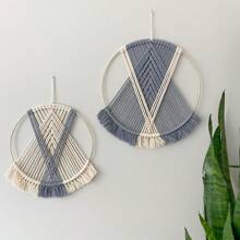 1 szt. ręcznie robiona makrama ścienna, boho styl minimalistyczny okrągły gobelin ścienny