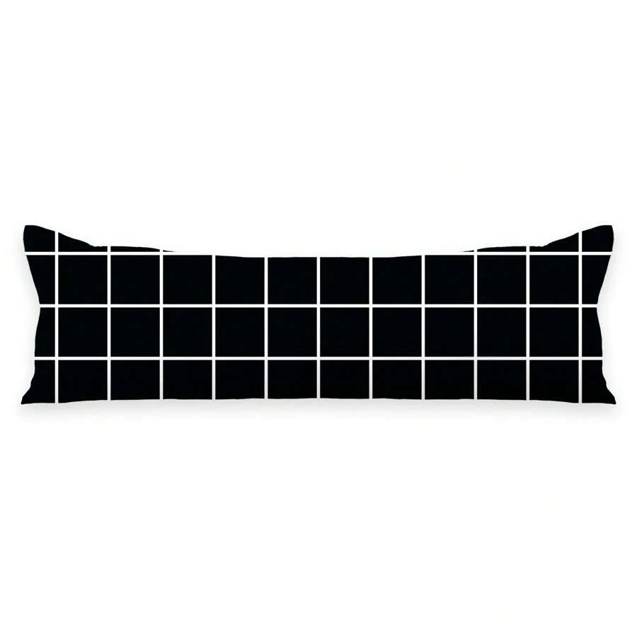 Xuxão Large Pillowcase Luxury Zipper 1.30mx40cm Printed Percale Flex 400 Threads Satin Touch - 黑格 - 查看 1