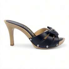 Tchocco Thin Heel Clog With Bow And Rhinestones - 黑色 - 查看 1