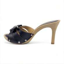 Tchocco Thin Heel Clog With Bow And Rhinestones - 黑色 - 查看 4
