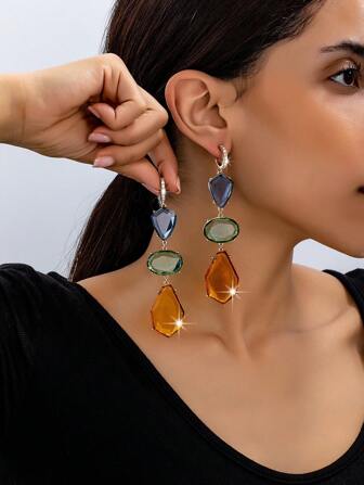 Latest Fashion Exaggerated Asymmetrical Design Women Dangle Earrings