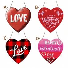 1 Adorno de corazón rojo de acrílico para el Día de San Valentín, decoración de puerta interior y exterior con tema de amor, decoraciones para fiestas festivas, material de acrílico, sin necesidad de electricidad ni pilas, adecuado para el Día de San Valentín, Regalos de San Valentín, Decoraciones de San Valentín, Decoración del hogar, Decoración de habitaciones, Decoración de paredes - Multicolor - Ver 1