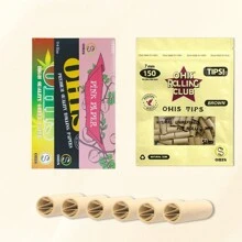 OHIS 卷烟套装，一套 3*50 张 78mm 卷烟纸和 1 包 150 W 烟嘴，创意卷烟工具，多种颜色可选，烟民必备吸烟配件，烟民最佳礼物 - 彩色 - 查看 2