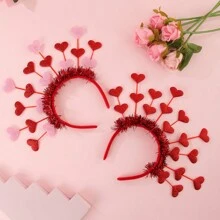 1个可爱心形街头时尚闪亮发箍，适合作为情人节礼物送给女性，情人节发带发箍头饰发箍美容家居发饰，夏季、假日、旅行、节日、派对 - 彩色 - 查看 5