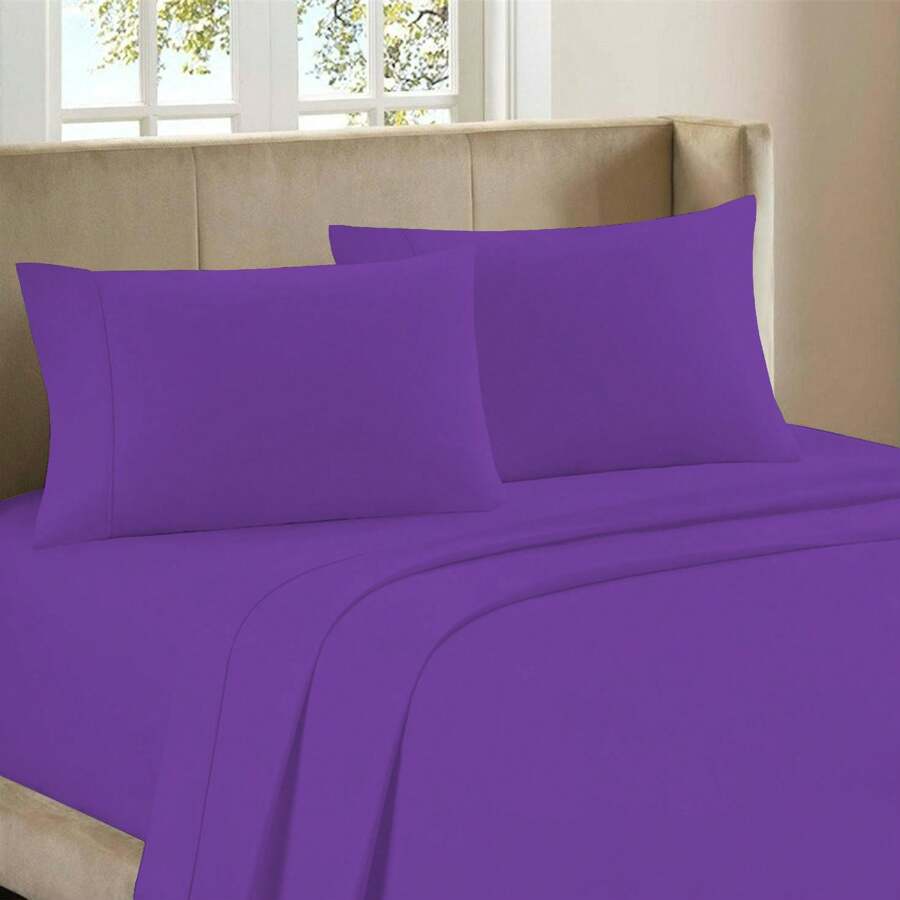 Luxurious Ultra Soft 4-Piece Bamboo Fiber Bed Sheet Set With Deep Pockets - Full Size - 蘭花 - 查看 1
