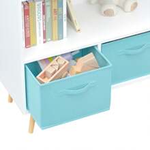 MERAX Kids Bookcase With Collapsible Fabric Drawers, Children's Book Display, Toy Storage Cabinet Organizer - White+Blue - View 11