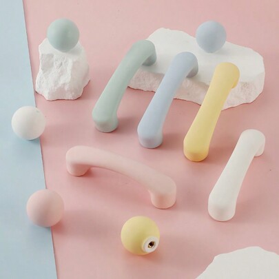 1/2pcs Ceramic Solid Cabinet/Drawer Knob Handle, Cute Macaron Colors, Suitable For Kids Room, Kitchen Cabinet, Wardrobe, Vanity, Cabinet Door Pulls, Screws Included