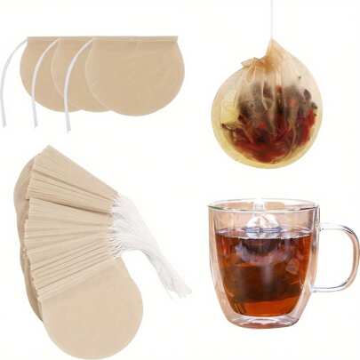 About 100pcs Unbleached Tea Filter Bags - For Loose Leaf Tea, Coffee, Bath Spice & Soup Infusions, Tea Accessories, Kitchen Gadgets