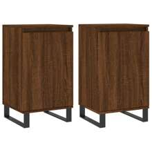 Brown Oak Engineered Wood Sideboard Set Of 2 Storage Cabinets 45x70 Cm Modern Design - Brown - View 2