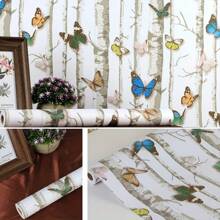 1 Roll Of Detachable Self-Adhesive Wallpaper With Floral Branches And Butterfly Design, Straight Line Splicing, Waterproof And Moisture-Proof, Suitable For Removable Wallpaper In Living Rooms, Bedrooms, Wardrobes, Home Wall Renovation And Decoration, Easy To Tear Off Stickers, Quick Installation Gifts Birthday Graduation Room Decor Home Decor Wall Decor Bathroom Decor Bedroom Decor Room Decoration Stuff Living Room Decor House Decor Home Decor Living Room Wall Paper Wall Stickers Wall Sticker