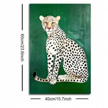 1pc Framed/Unframed Retro Green Leopard Art Poster Aesthetic Cool Animal Cheetah Dopamine Decor Funky Painting Canvas Print Minimalist Wall Picture For Dorm,Apartment,Bedroom,Living Room,Modern Home Decoration - Multicolor - View 10