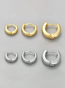 1對14-16mm拋光圓環耳環，極簡休閒女款耳環，高品質珠寶禮品，適合節日/生日禮物，適合日常配戴 - 光面耳圈 - 查看 3