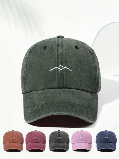 1 Piece Mountain Pattern Printed Baseball Cap, Retro Fashion Distressed Hat, Unisex For All Seasons, Adjustable Size, Soft Top Fashionable Mountaineering Hat, Outdoor Outings, Mountain Climbing, Daily Wear, Perfect Gift
