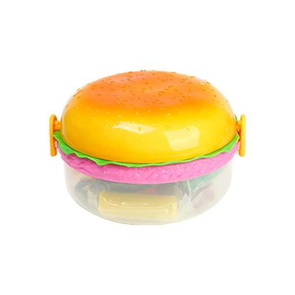 Conjunto de brinquedos de hambúrguer de massinha de modelar com moldes criativos e recipiente de armazenamento em formato de hambúrguer para crianças, artesanato divertido, brinquedos de arte e artesanato para meninos e meninas de 3 anos ou mais, conjunto de brinquedos de modelagem para brincadeiras de faz de conta, brinquedos artesanais educativos para criatividade e desenvolvimento de habilidades motoras finas