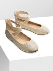 Women Flats Shoes Elastic Crossover Ankle Straps Ultra Soft Comfortable Dress Casual Elegant Style Party Dancing Ballet Flats - 金色 - 查看 4