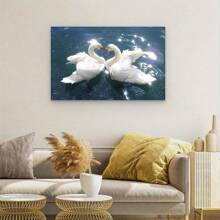Swan Lake Canvas Painting, Romantic Water Swan Art Decorative Painting, Suitable For Bedrooms, Kitchens, Dining Rooms, Living Rooms, Offices, And Other Home Decor Walls