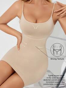 Shapewear Dress Slip For Women Tummy Control Adjustable Spaghetti Full Slip Seamless Body Shaper For Under Dresses - Apricot - View 2