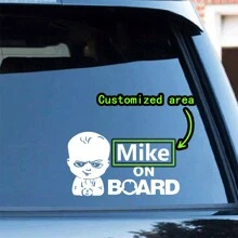 1Pc Customized Stickers ,Baby On Board ,Baby In Car,Suitable For Smooth Surfaces Such As Cars, Etc, Furniture Customized Label Decoration,Suitable For Home, Office, Commercial, And Commercial Decoration And Gifts. Birthday Graduation - Multicolor - View 5