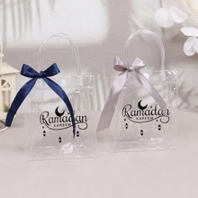 5 sztuk Eid Mubarak torba prezentowa Ramadan Kareem woreczek z tworzywa sztucznego woreczek na ciasteczka i cukierki muzułmańskie islamskie artykuły dekoracyjne na imprezę Ramadan
