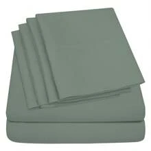 6-Piece Ultra Soft Cooling Bamboo Bed Sheet Set With Deep Pockets - Light Teal - View 3