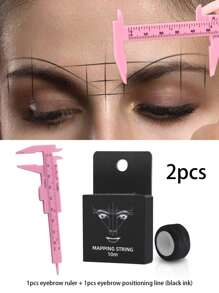 1 pieza Mini regla de plástico para cejas, herramienta de dibujo de cejas, mini calibre vernier de doble escala de plástico, regla de tatuaje de cejas con micrograba, regla de maquillaje permanente, herramienta de maquillaje, regla de cejas + línea de posicionamiento de cejas (tinta negra), obsequios, viaje, cosas baratas, artículos esenciales de viaje - Negro - Ver 8