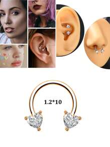 1 pieza Piercing de septum de acero inoxidable de 16G con diseño de estrella, corazón y mariposa, anillo de septum de 10mm como regalo de San Valentín o cumpleaños para mujeres y hombres