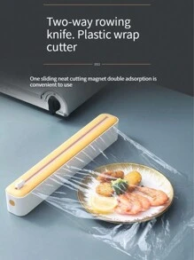1pc Kitchen Cling Film Dispenser With Cutter, Plastic Food Wrap Roll Holder - Multi-Functional Plastic Cutter For Cling Film, Baking Paper, And Foil - Essential Kitchen Organizer For Food Preservation And Storage,For Christmas, New Year, Wedding, Birthday Party Gift, Kitchen Accessories, Kitchen Decor, Room Decor, Home Decor - One Size - View 4