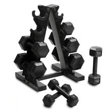 Cap Barbell 100 Lb Cast Iron Hex Dumbbell Weight Set With Rack, Black - Black - View 2