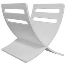 Práctico revistero de madera natural en forma de U en color blanco