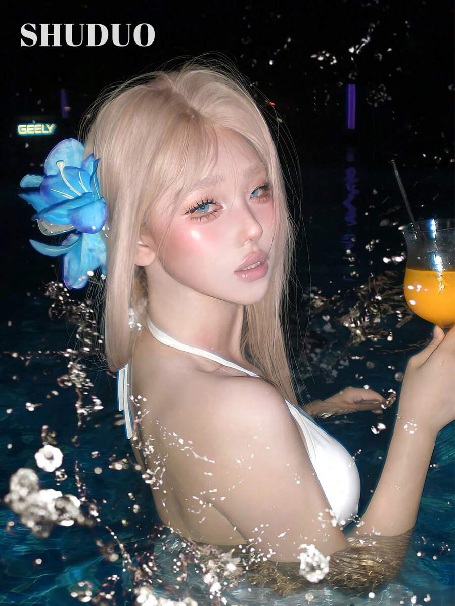 Forehead Shape Lace 4*1, Forehead Lace Long Straight Hair, Center Split Ends Wig, White Blonde 28 Inch Wig, Daily Half Braided Natural, Stylish And Realistic Wigs (Accessories Not Included)