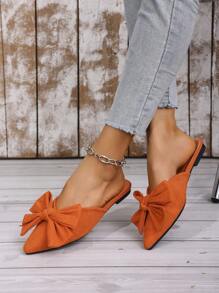 New Women Slippers Flat Bowknot Slip-On Sandals - Orange - View 4