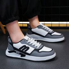 男士 2025 春季新款防水休闲运动鞋，软底百搭白色鞋子，时尚 - 黑色 - 查看 3