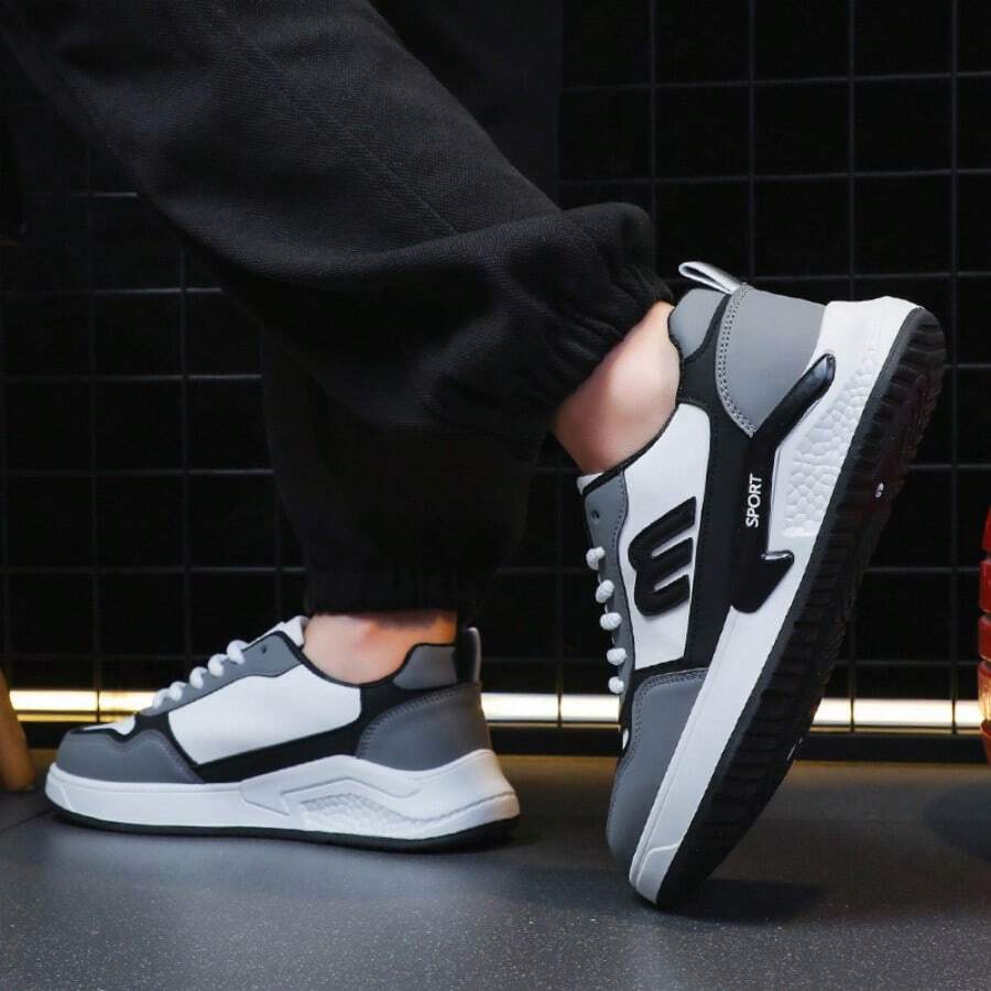 男士 2025 春季新款防水休闲运动鞋，软底百搭白色鞋子，时尚 - 黑色 - 查看 1