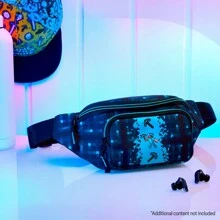 Minecraft Waist Bag Adjustable Strap Creeper Travel Gamer Gift - Navy Blue - View 2