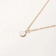 1pc Initial Letter A-Z Pendant Necklace, Gold Color Disc Charm Necklace, Suitable For Birthday, Mother's Day, Valentine's Day, Daily Wear Valentines,Mom,Mother,Mother's Day,Gift