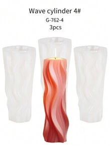 1pc Wavy Cylinder Silicone Candle Mold - DIY Mold, Convenient For Candle Making