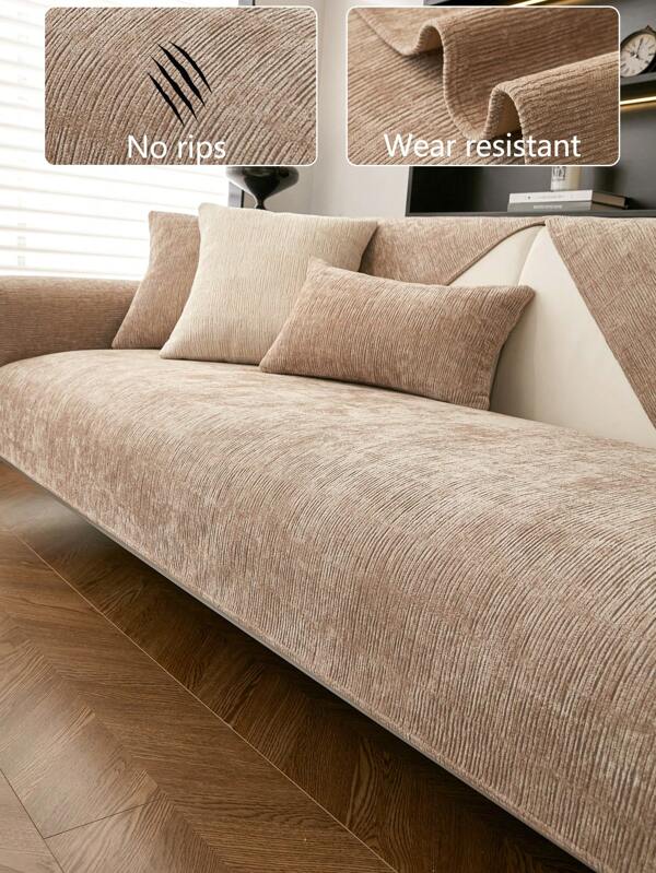 1pc All Season Sofa Cover, Modern Minimalist Dust-Proof Anti-Slip Sofa Seat Protector, Washable, Warm & Fade-Resistant, Suitable For Bedroom, Office, Living Room, L-Shape Sofa, 1-2-3-4 Seater