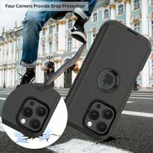 Ốp điện thoại có kính cường lực bảo vệ màn hình cho iPhone 13/14/15/16 Pro Max Plus siêu bền 3 trong 1 đạt chuẩn quân đội chống rơi, chống bụi, bền, chống sốc, quà tặng Giáng sinh, sinh nhật, năm mới, mùa đông, quà tặng cho gia đình, bạn bè, sinh nhật, bạn gái, bạn trai Quà tặng cho gia đình, bạn bè, trẻ em, sinh nhật, mùa xuân, ngày lễ, bạn trai, bạn gái, ngày lễ tình nhân - Đen/Đen - Xem 5