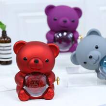 Preserved Rose Hug Bear Flower Rotating Jewelry Holder Romantic Preserved Eternal Flower Elegant Keepsake Box For Woman Christmas Valentines Day Birthday(15.5*12*13cm) Gifts For Women Back To School